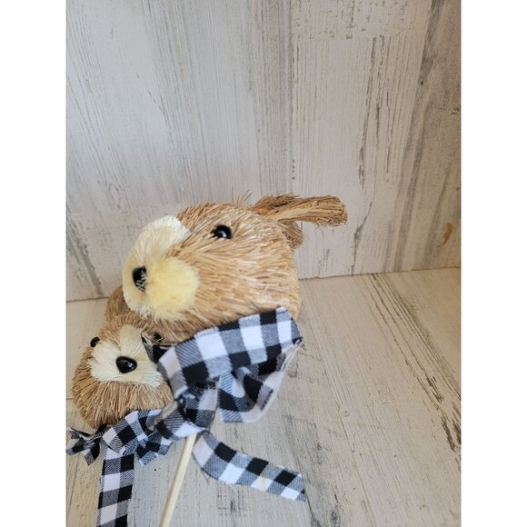 Bristle easter bunny head pick set bow plaid rabbit - Picture 7 of 10